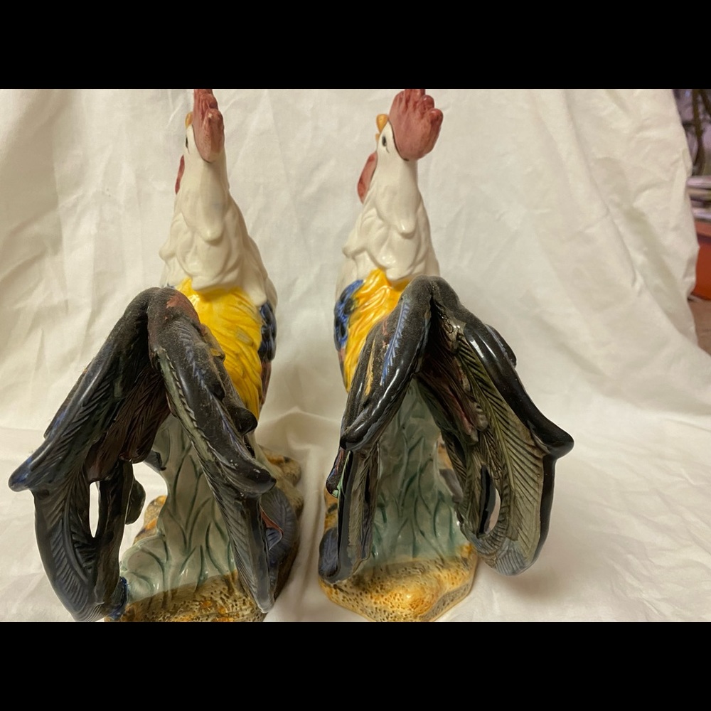 2 Ceramic Roosters